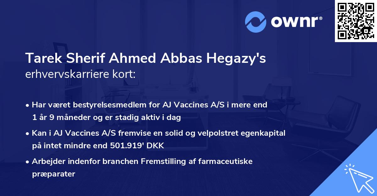 Tarek Sherif Ahmed Abbas Hegazy's erhvervskarriere kort