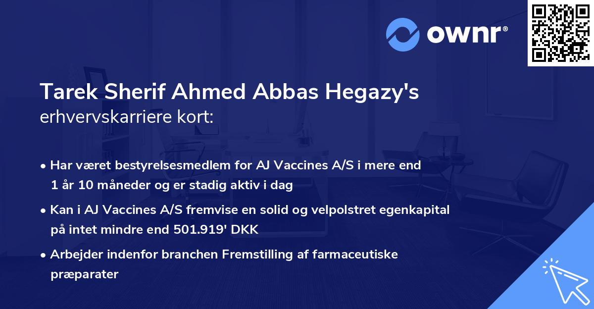 Tarek Sherif Ahmed Abbas Hegazy's erhvervskarriere kort
