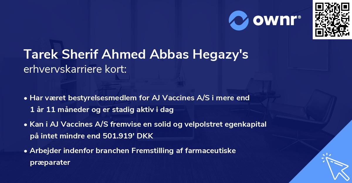 Tarek Sherif Ahmed Abbas Hegazy's erhvervskarriere kort