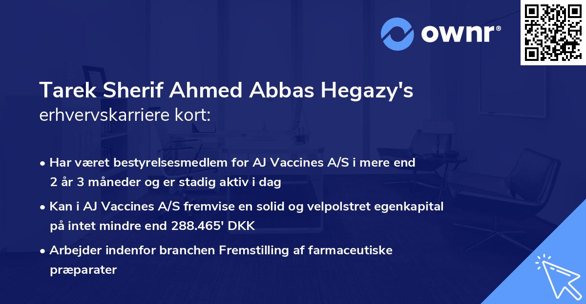 Tarek Sherif Ahmed Abbas Hegazy's erhvervskarriere kort