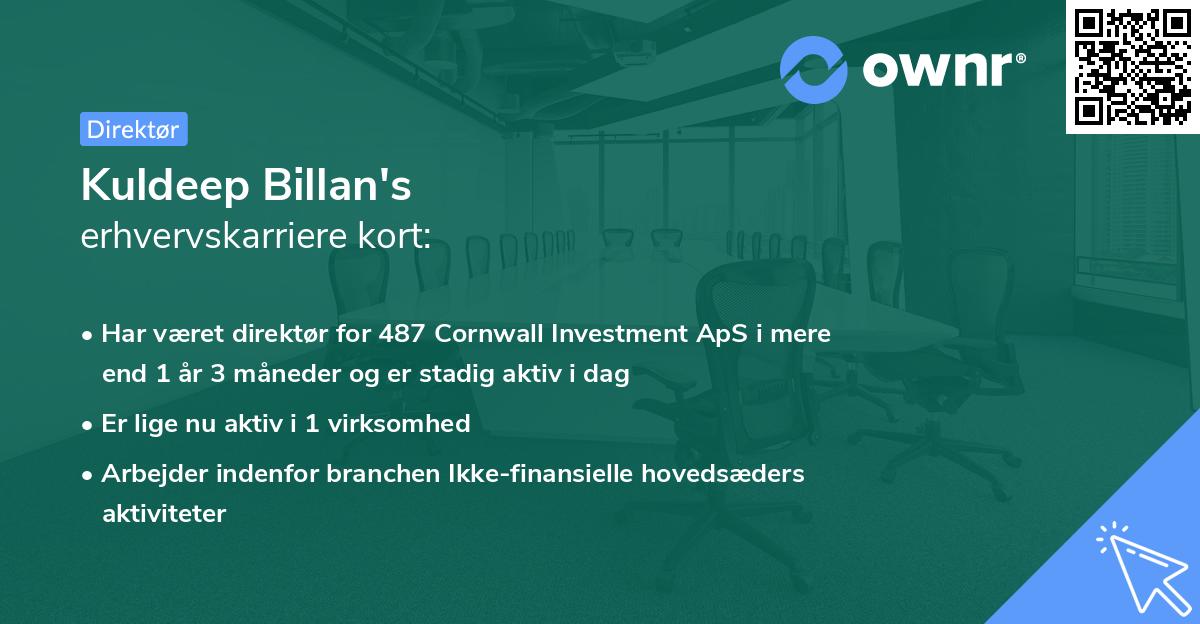 Kuldeep Billan's erhvervskarriere kort