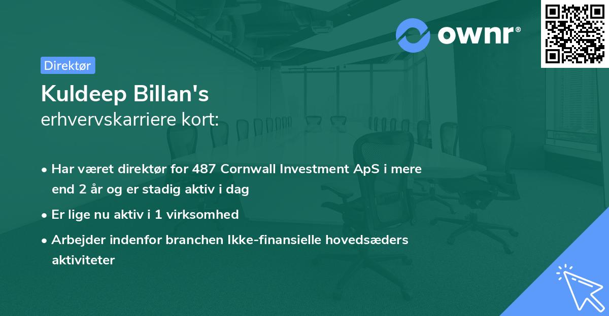 Kuldeep Billan's erhvervskarriere kort