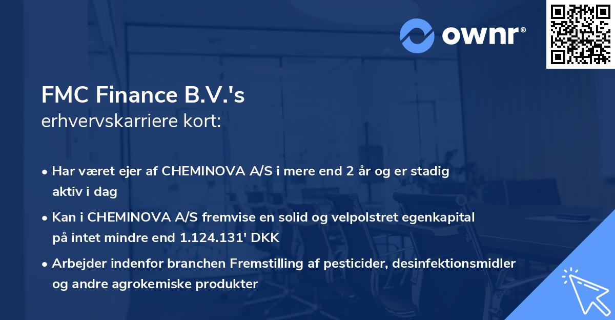 FMC Finance B.V.'s erhvervskarriere kort