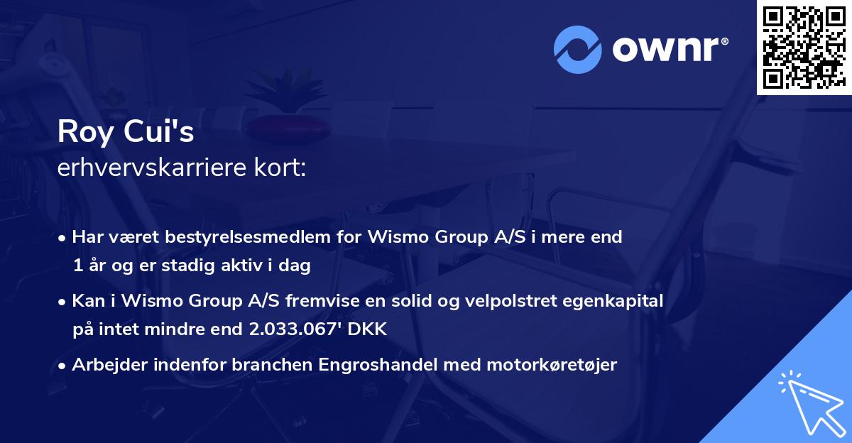 Roy Cui's erhvervskarriere kort