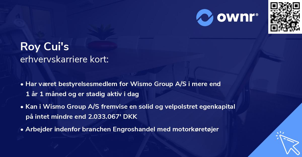 Roy Cui's erhvervskarriere kort