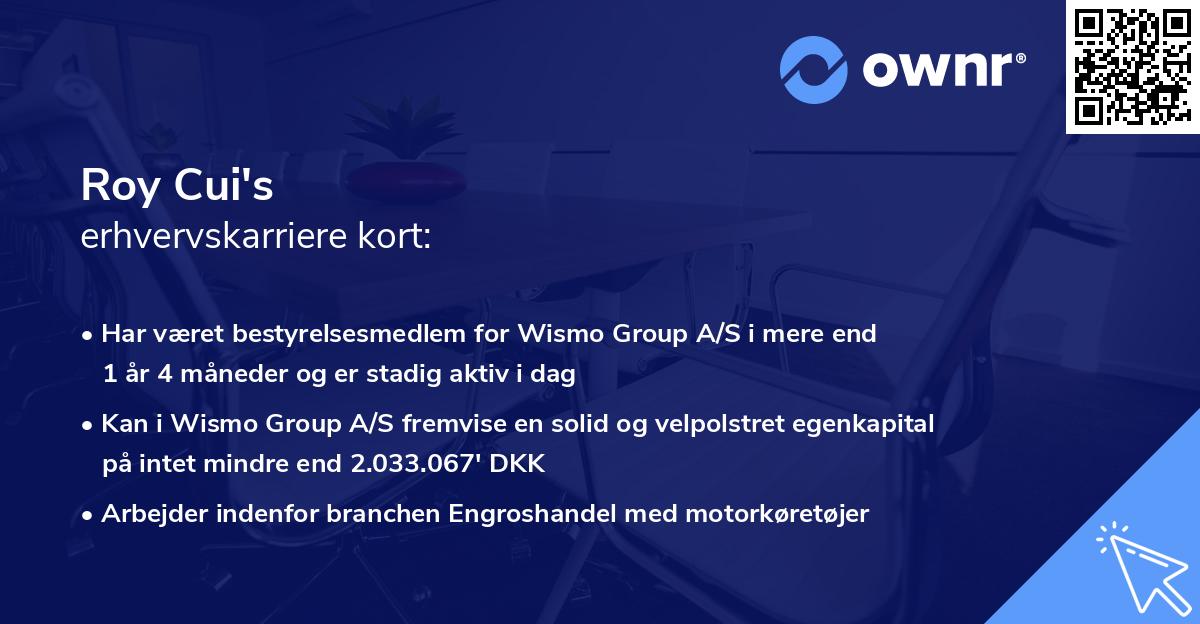 Roy Cui's erhvervskarriere kort