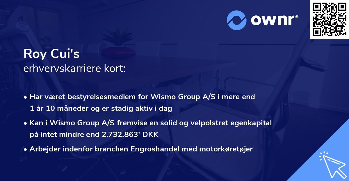 Roy Cui's erhvervskarriere kort