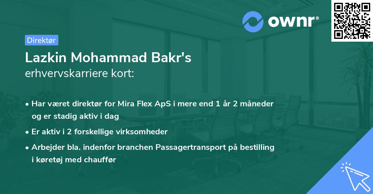 Lazkin Mohammad Bakr's erhvervskarriere kort
