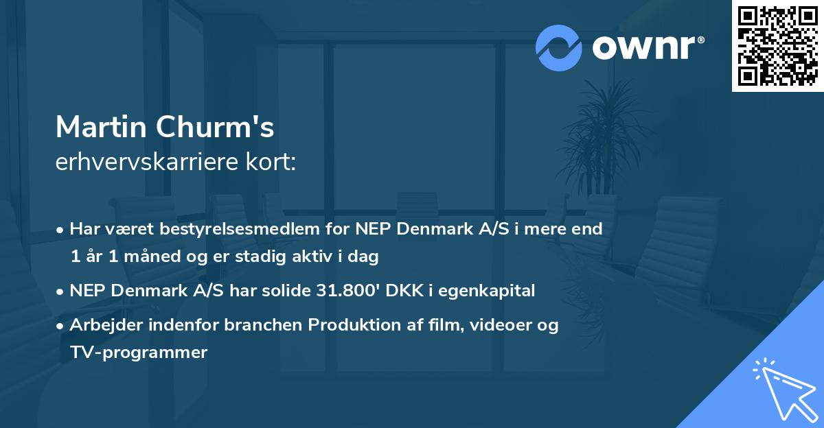 Martin Churm's erhvervskarriere kort