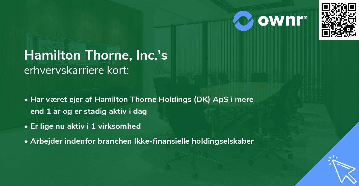 Hamilton Thorne, Inc.'s erhvervskarriere kort