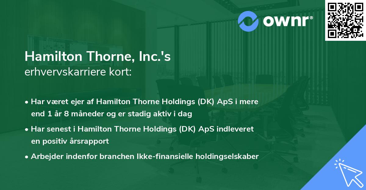 Hamilton Thorne, Inc.'s erhvervskarriere kort
