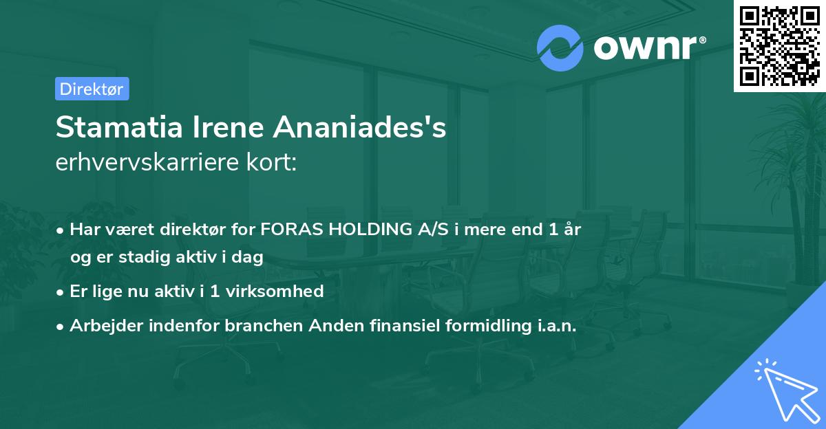 Stamatia Irene Ananiades's erhvervskarriere kort