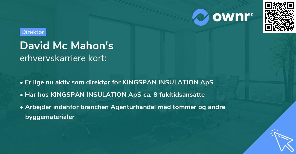 David Mc Mahon's erhvervskarriere kort