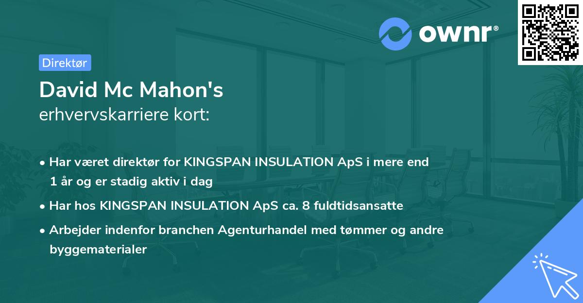 David Mc Mahon's erhvervskarriere kort