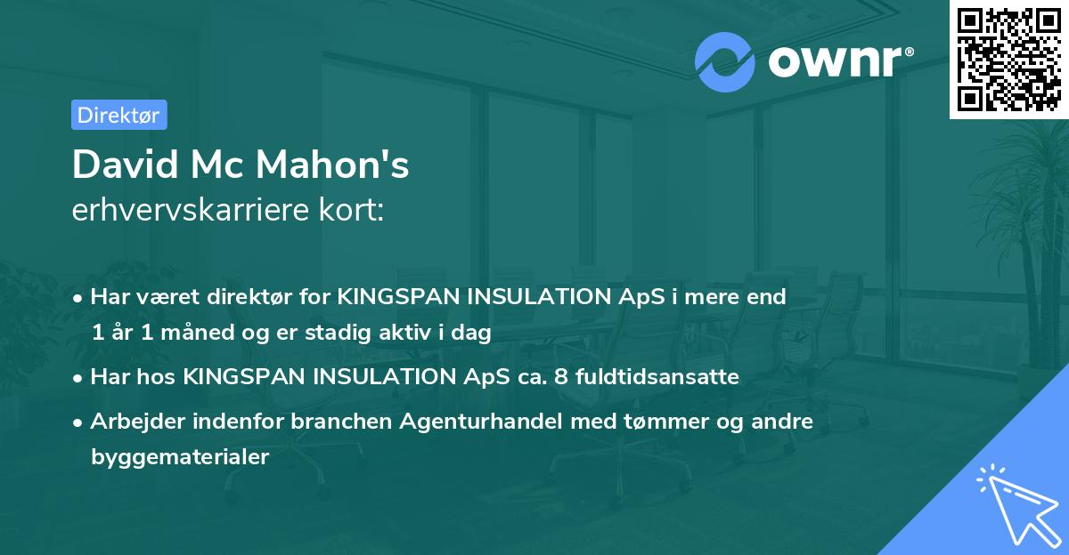 David Mc Mahon's erhvervskarriere kort