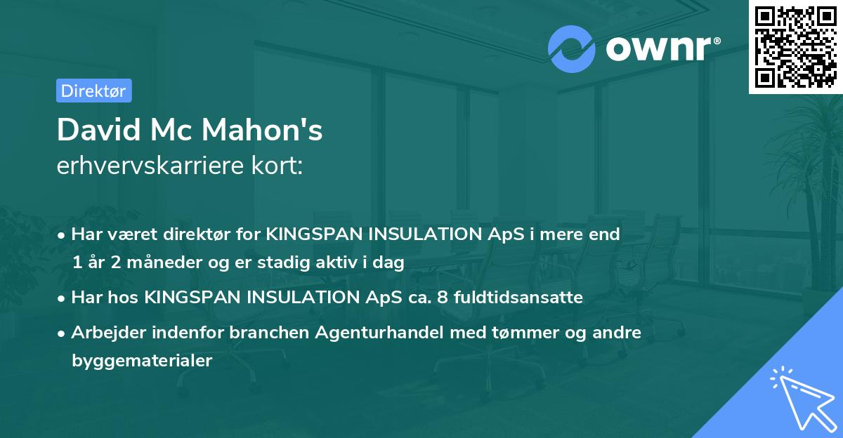 David Mc Mahon's erhvervskarriere kort