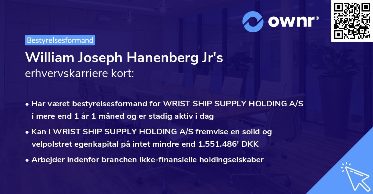 William Joseph Hanenberg Jr's erhvervskarriere kort