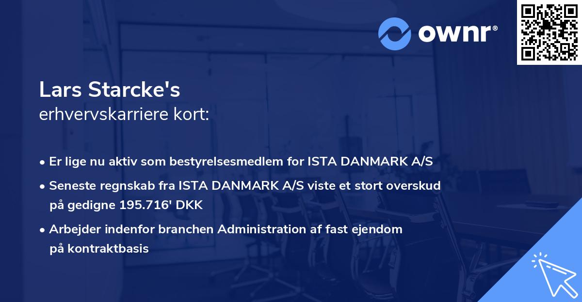 Lars Starcke's erhvervskarriere kort