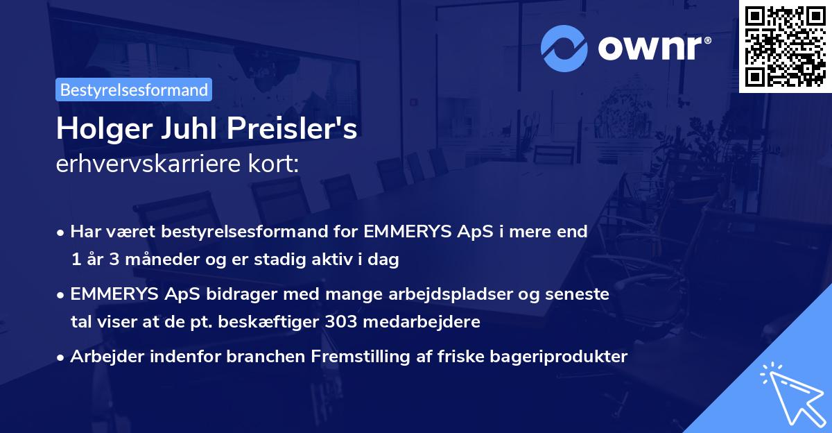Holger Juhl Preisler's erhvervskarriere kort