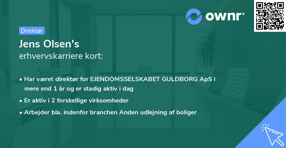 Jens Olsen's erhvervskarriere kort