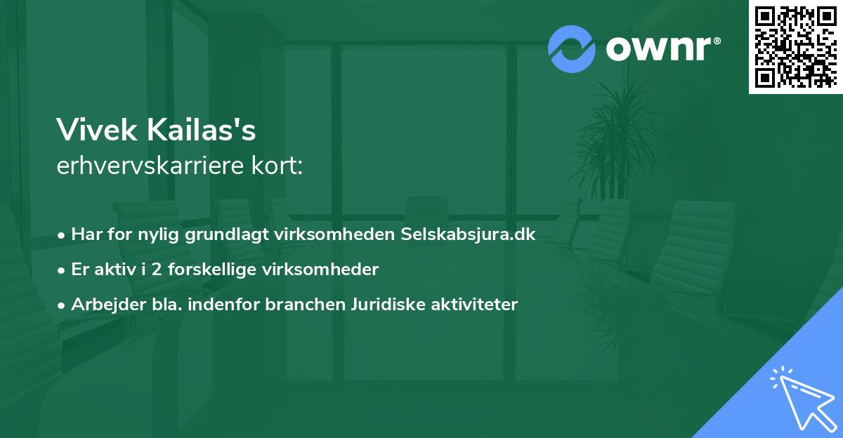 Vivek Kailas's erhvervskarriere kort