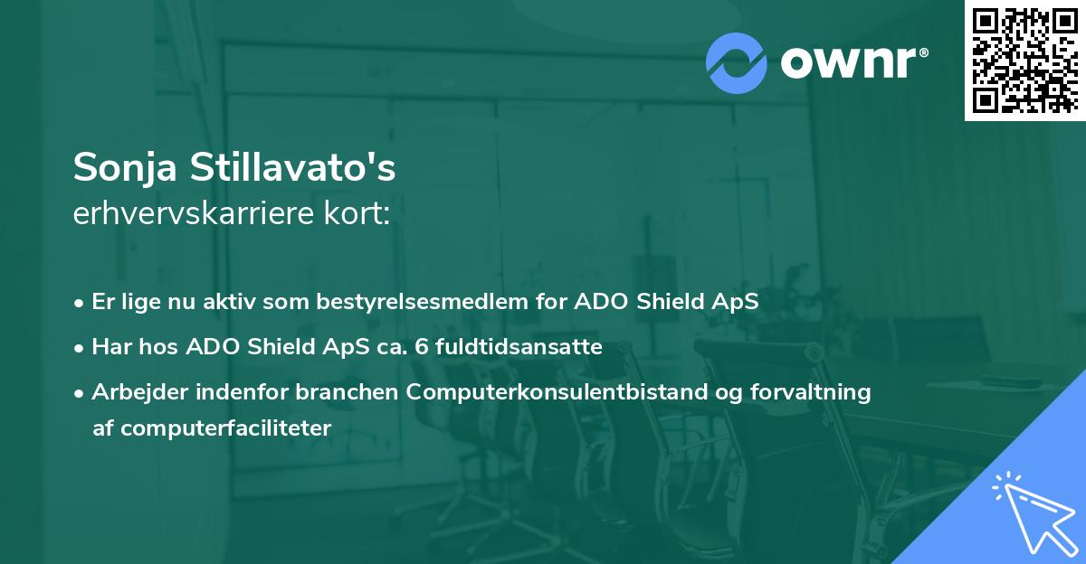 Sonja Stillavato's erhvervskarriere kort