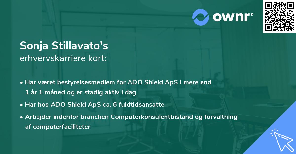 Sonja Stillavato's erhvervskarriere kort