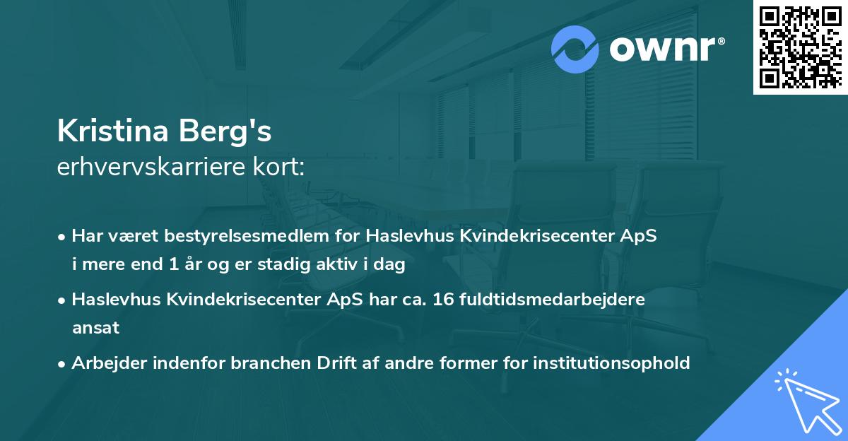 Kristina Berg's erhvervskarriere kort