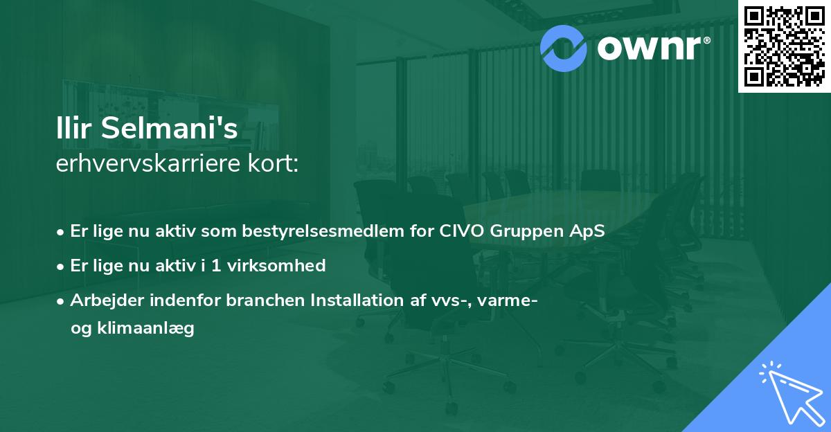 Ilir Selmani's erhvervskarriere kort