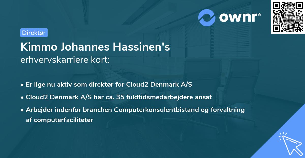 Kimmo Johannes Hassinen's erhvervskarriere kort