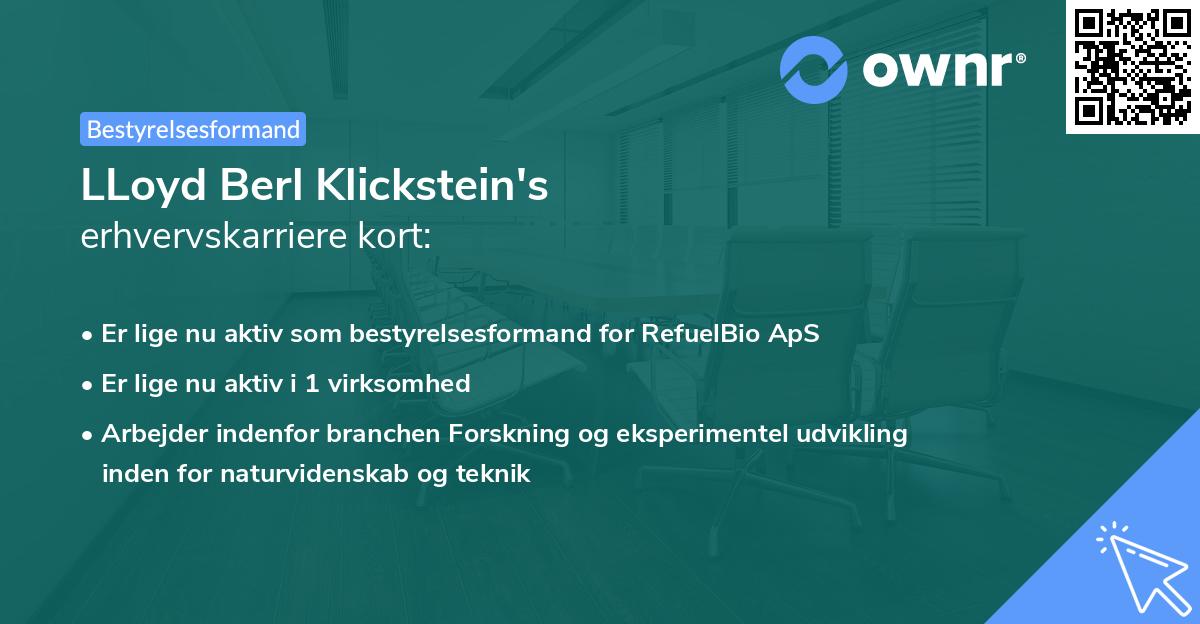 LLoyd Berl Klickstein's erhvervskarriere kort