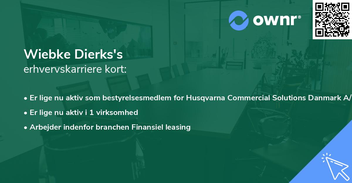Wiebke Dierks's erhvervskarriere kort