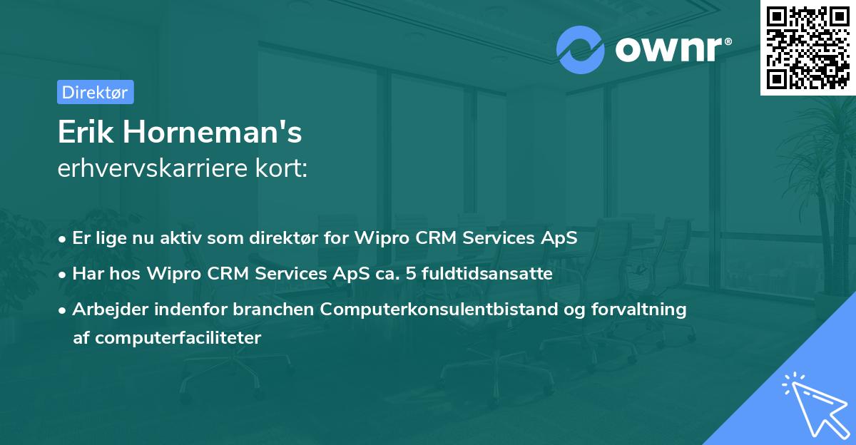 Erik Horneman's erhvervskarriere kort