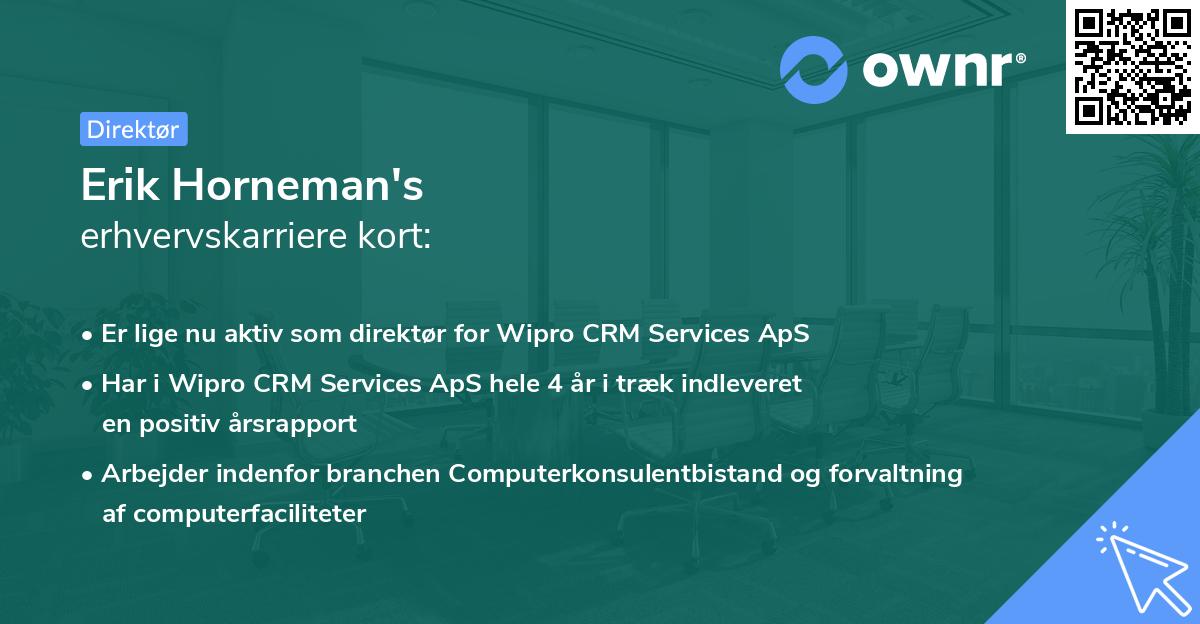 Erik Horneman's erhvervskarriere kort