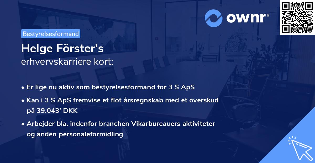 Helge Förster's erhvervskarriere kort