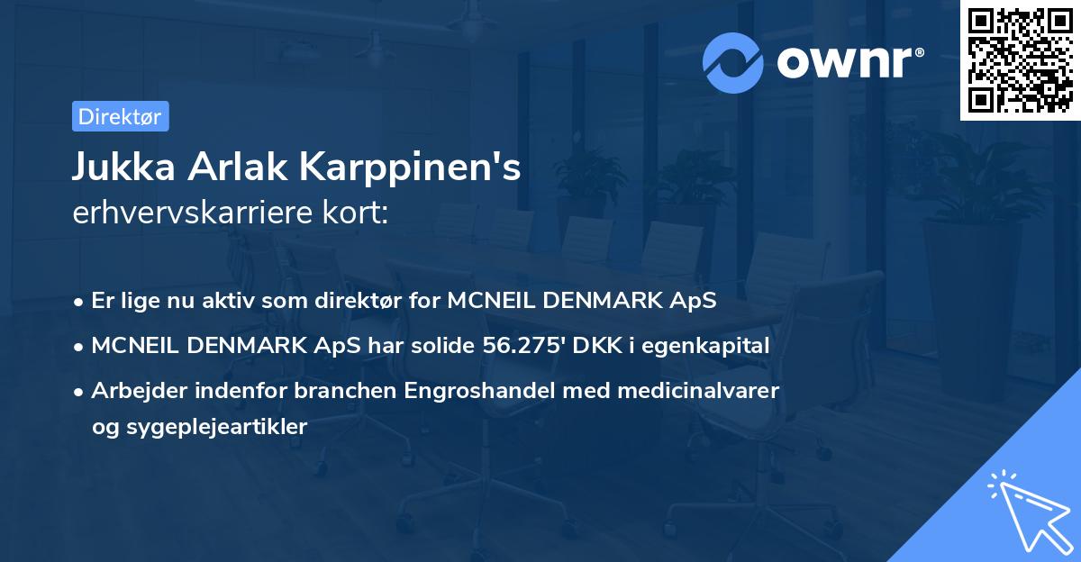 Jukka Arlak Karppinen's erhvervskarriere kort