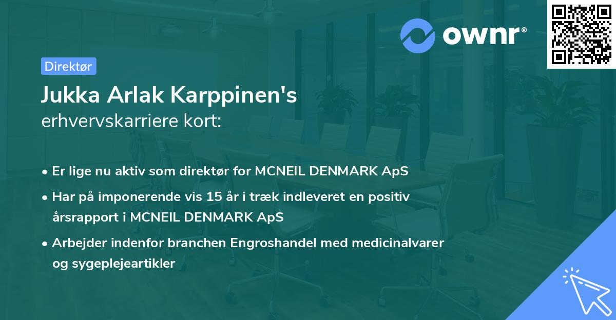 Jukka Arlak Karppinen's erhvervskarriere kort