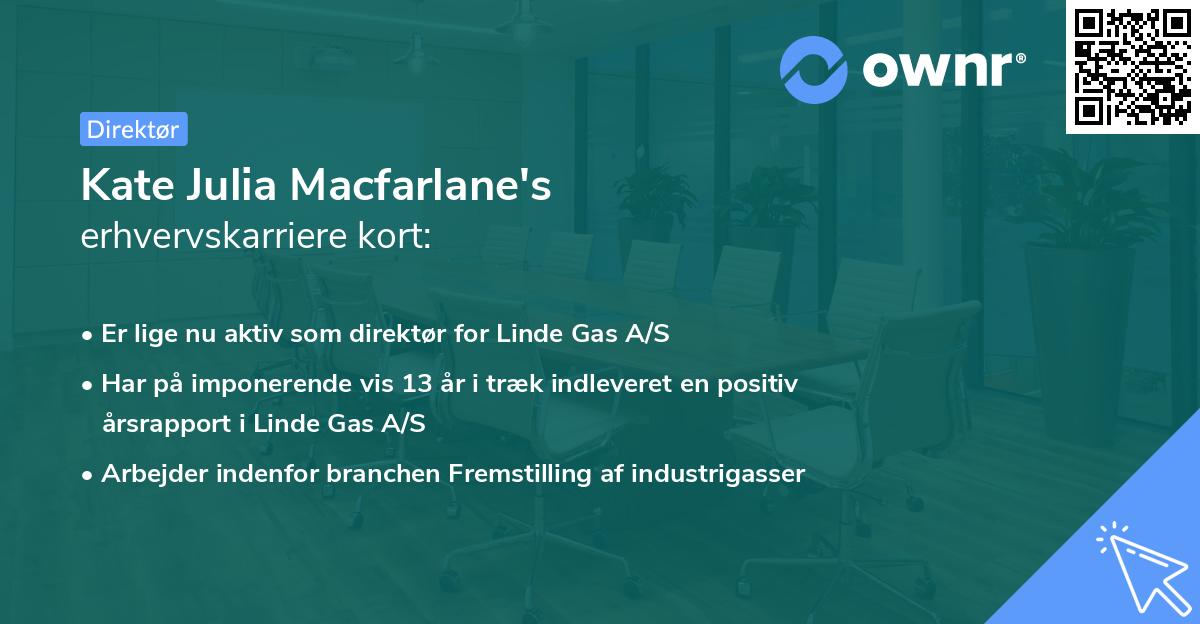 Kate Julia Macfarlane's erhvervskarriere kort