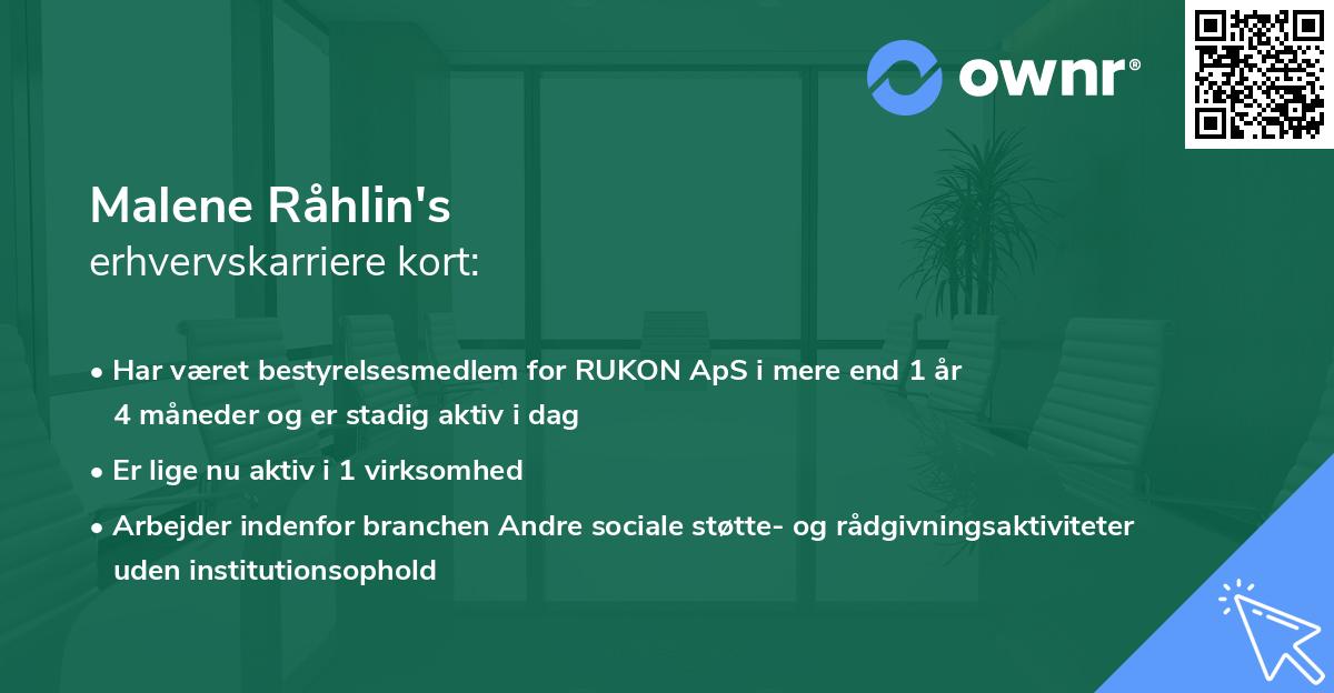 Malene Råhlin's erhvervskarriere kort