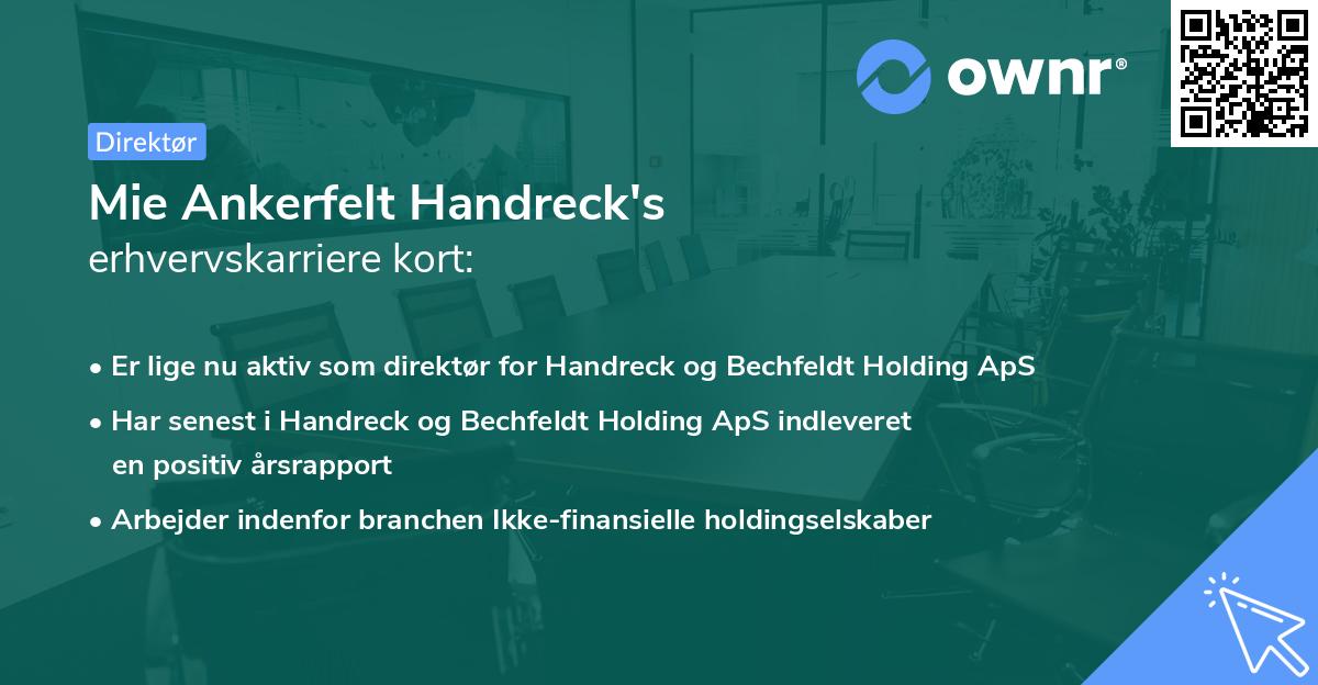 Mie Ankerfelt Handreck's erhvervskarriere kort