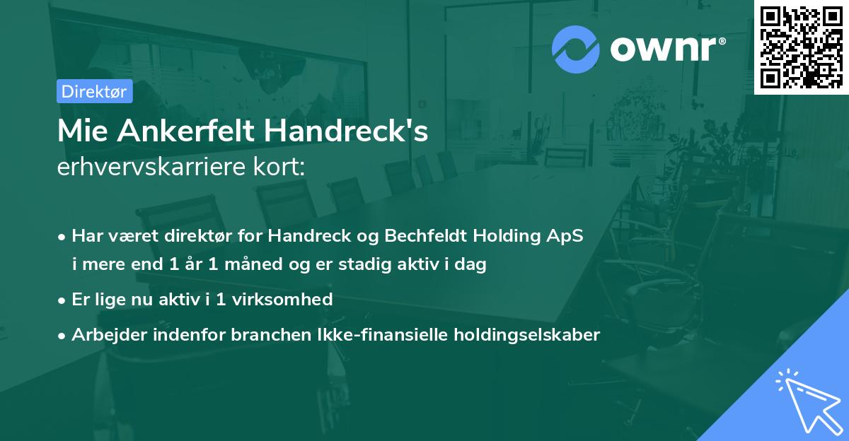 Mie Ankerfelt Handreck's erhvervskarriere kort