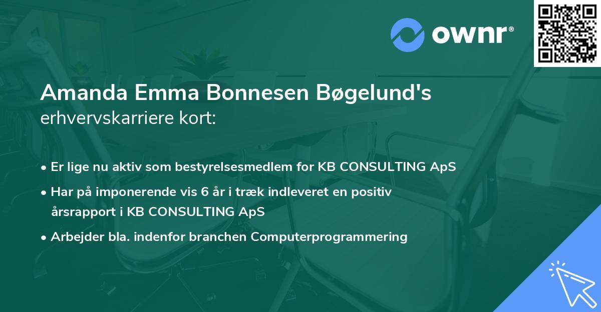 Amanda Emma Bonnesen Bøgelund's erhvervskarriere kort
