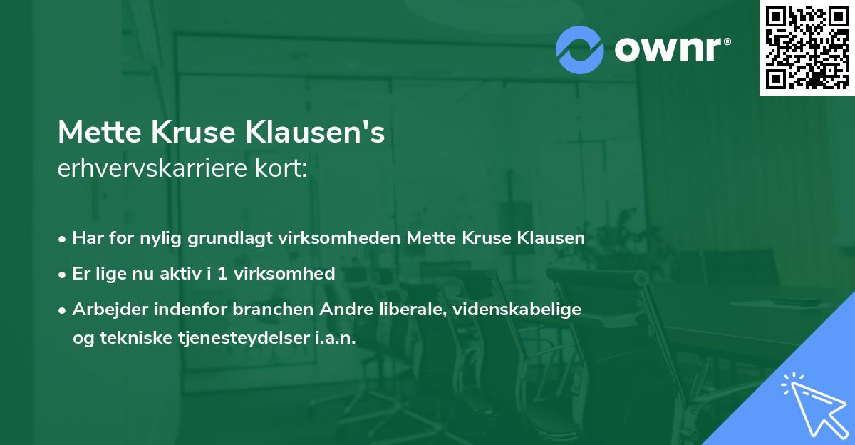 Mette Kruse Klausen's erhvervskarriere kort