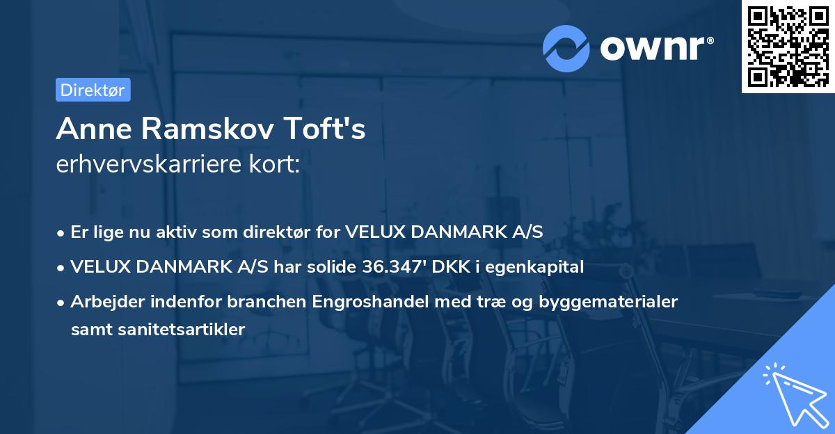 Anne Ramskov Toft's erhvervskarriere kort