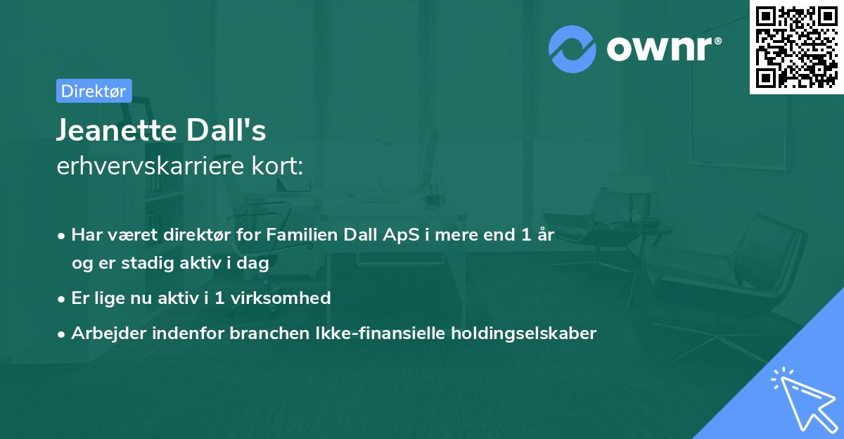 Jeanette Dall's erhvervskarriere kort