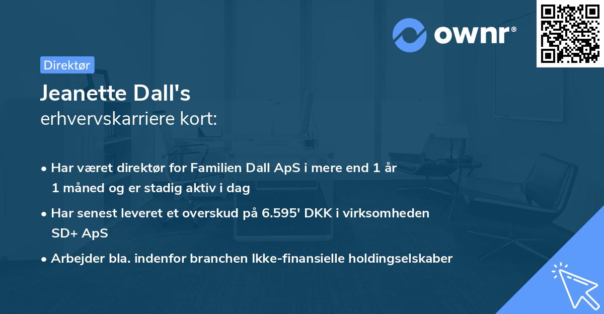 Jeanette Dall's erhvervskarriere kort