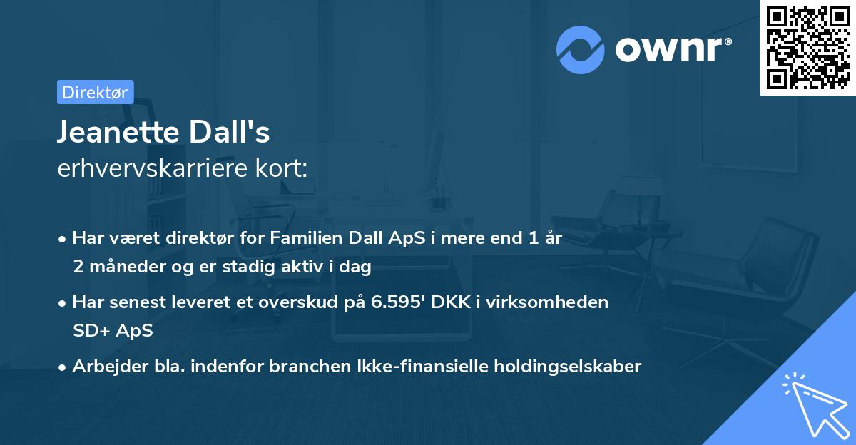 Jeanette Dall's erhvervskarriere kort