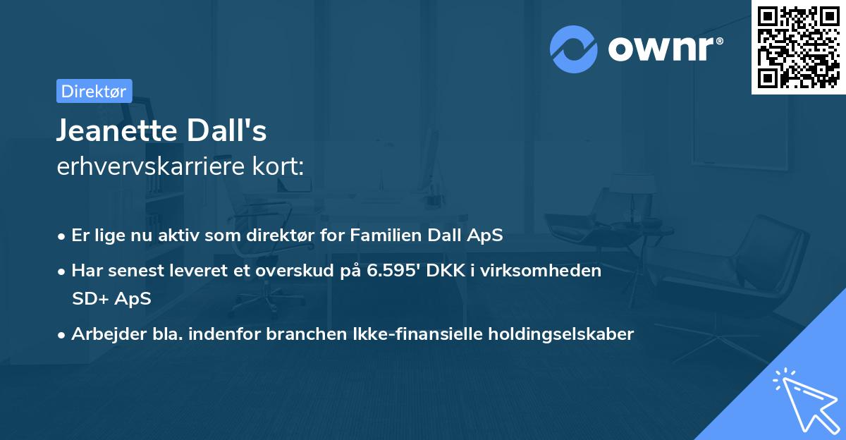 Jeanette Dall's erhvervskarriere kort
