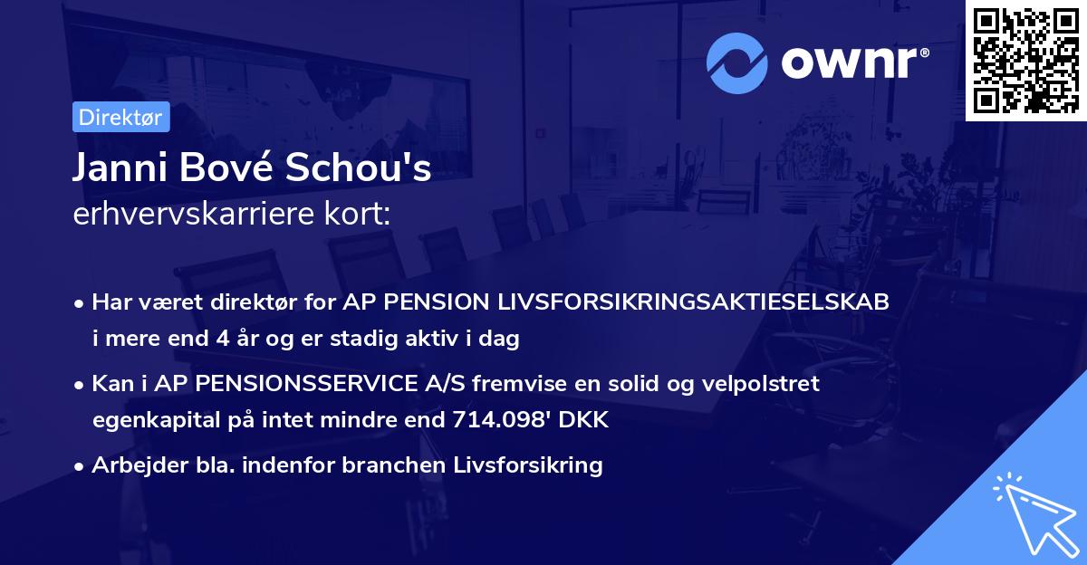 Janni Bové Schou's erhvervskarriere kort