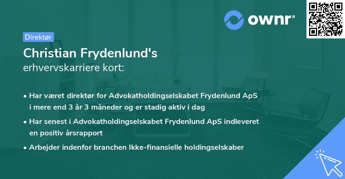 Christian Frydenlund's erhvervskarriere kort